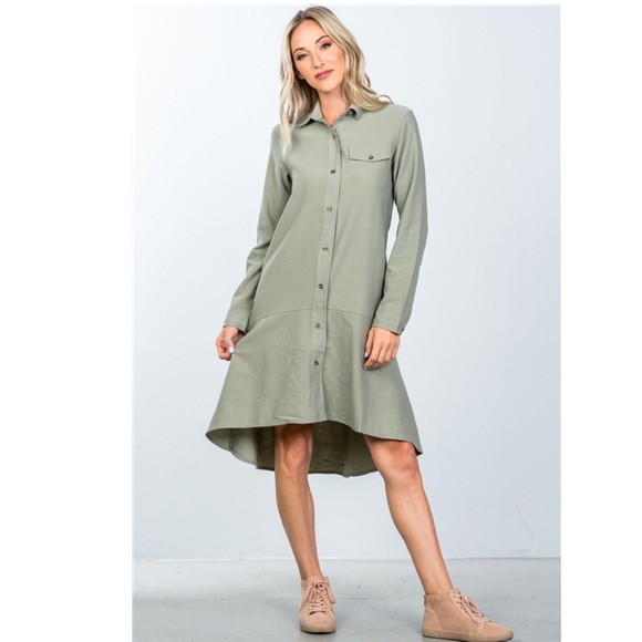 Olive Boyfriend Shirt Dress - Picture 5 of 7